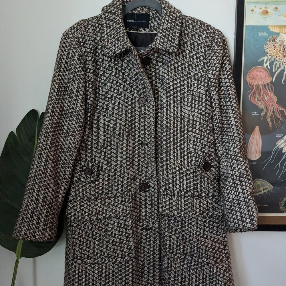 Tweed Wool Blend Trench Jacket